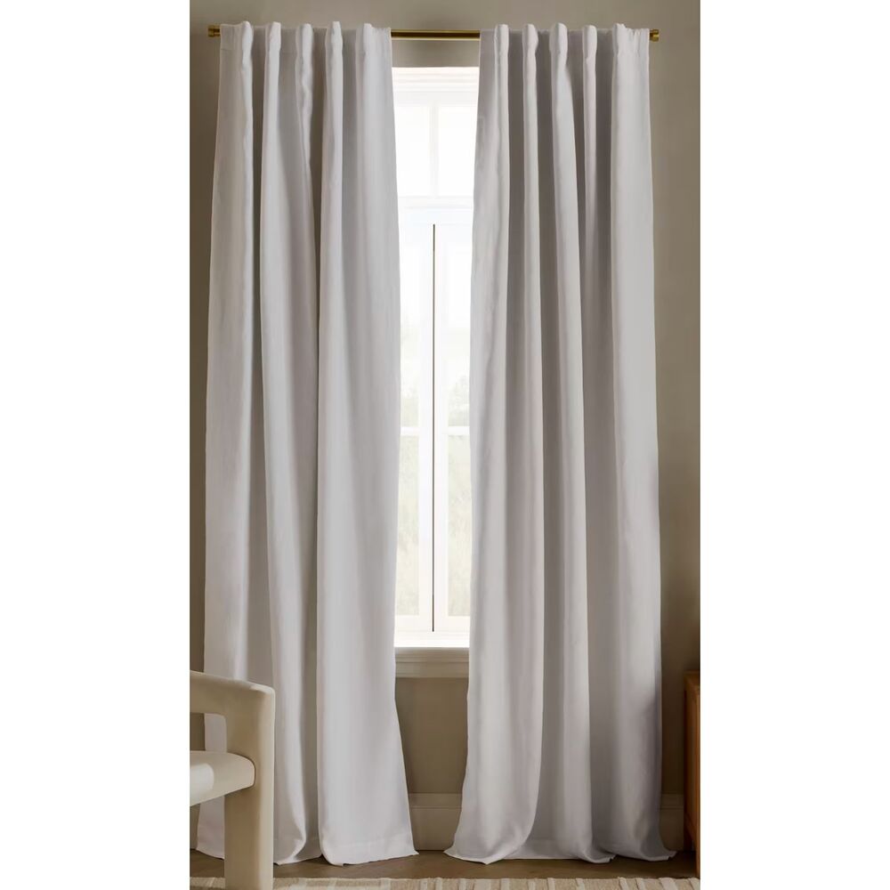 Quince European Linen True Blackout Curtains (Pair) 48x96 white